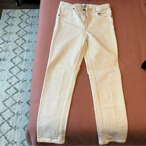 Zara Straight Leg White Denim Jeans